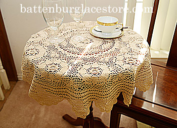 Tablecloth Round Topper. 32 inches Round. Pearl Ivory color
